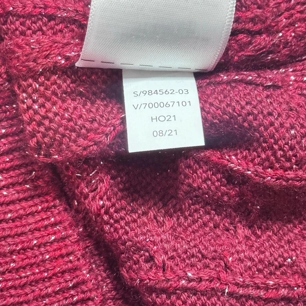 Athleta Crossroads Crew Sweater size M 984562 Decadent Red Metallic